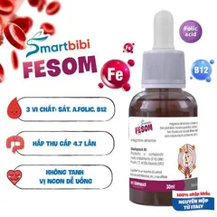 Combo siro bổ sung kẽm và khoáng chất cho bé Smartbibi Zin C + Smartbibi Fesom hỗ trợ bé bổ sung kẽm,tăng cường đề kháng