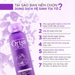 COMBO Vùng Kín Oriss Dành Cho Nữ: 1 Dung Dịch Vệ Sinh Nữ Tía Tô 200ml + 1 Nước Hoa Vùng Kín 10ml