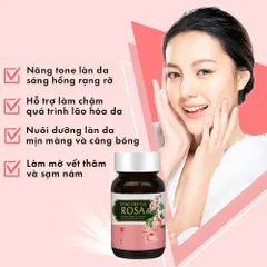 Viên Uống Sáng Da Rosa Chiết Xuất Nhau Thai Cừu Úc Bổ Sung Collagen Giúp Da Mịn Màng Hộp 30 viên
