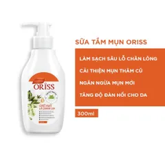 Sữa Tắm Hỗ Trợ Làm Loại Bỏ Mụn Cơ Thể Oriss Chiết Xuất Tràm Trà Lá Chanh Lim Sạch Sâu Và Làm Sáng Da Chai 300ml