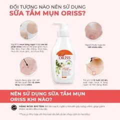 Sữa Tắm Hỗ Trợ Làm Loại Bỏ Mụn Cơ Thể Oriss Chiết Xuất Tràm Trà Lá Chanh Lim Sạch Sâu Và Làm Sáng Da Chai 300ml