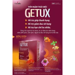 Kẹo Ngậm Thảo Mộc Getux FOBE Hỗ Trợ Giảm Ho, Đau Rát Họng (Không Đường) - Hộp 20 viên