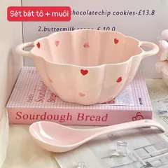 set bát tô kèm muôi múc canh hình trái tim – siêu xinh, siêu tiện dụng