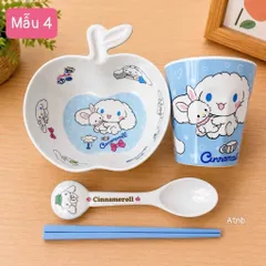 sét bát táo kèm cốc 4 món hoạt hình cho bé – đủ mẫu siêu đáng yêu