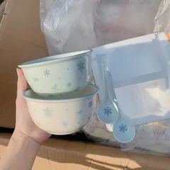 sét 2 bát kèm 2 thìa họa tiết bông tuyết – đơn giản mà cực xinh 🥣✨