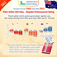 Viên Giảm Mỡ Máu - Raydel Policosanol 10mg - Hỗ trợ Kiểm soát cholesterol - Nhập Khẩu Chính Hãng từ Úc