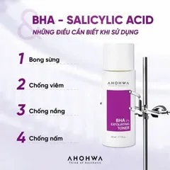Toner AHOHWA BHA 2% Exfoliating hỗ trợ giảm mụn, làm sạch bã nhờn 80ml [hàng nhập khẩu]