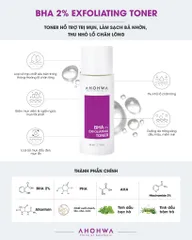 Toner AHOHWA BHA 2% Exfoliating hỗ trợ giảm mụn, làm sạch bã nhờn 80ml [hàng nhập khẩu]