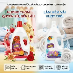 ✨ NƯỚC XẢ VẢI GOLDEN KING 2L – MỀM MẠI, THƠM LÂU, CHUẨN CHẤT LƯỢNG ✨