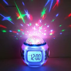Đồng hồ điện tử có máy chiếu đèn LED hình bầu trời sao đẹp mắt kèm phát nhạc độc đáo dành cho phòng trẻ 811083