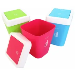 [HOT] Thùng rác nhựa gia đình cao cấp nắp bập bênh cao xanh lá TI675