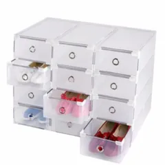 [HOT] Bộ 2 hộp đựng giầy có ngăn kéo viền kim loại Đen TI752