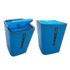 [HOT] Bộ 2 Thùng rác gia đình nhựa bóng cao cấp nắp bập bênh bằng Xanh Dương TI784
