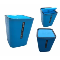[HOT] Bộ 2 Thùng rác gia đình nhựa bóng cao cấp nắp bập bênh bằng Xanh Dương TI784