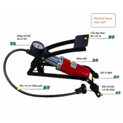 [HOT] Bộ 1 bơm hơi đạp chân đơn thiết kế mới và 1 đồng hồ đo áp suất lốp xe cơ TI617
