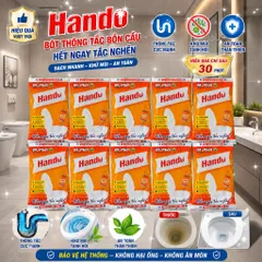 Bô 10 Gói bột Men vi sinh thông tắc hầm cầu bể phốt loại 215g Hando (Đỏ)