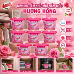 🌹BỘ 8 BÌNH HÚT ẨM HANDO HƯƠNG HỒNG 450ML – HÚT ẨM HIỆU QUẢ, KHỬ MÙI NẤM MỐC, HƯƠNG HỒNG THƠM MÁT