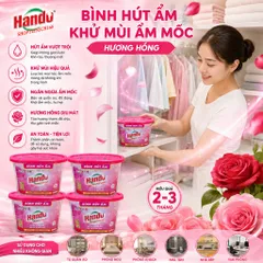 🌹BỘ 4 BÌNH HÚT ẨM HANDO HƯƠNG HỒNG 450ML – HÚT ẨM HIỆU QUẢ, KHỬ MÙI NẤM MỐC, HƯƠNG HỒNG THƠM MÁT