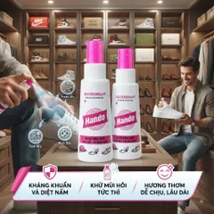 🧴 BỘ 2 CHAI XỊT KHỬ MÙI GIÀY HANDO 120ML – GIẢI PHÁP KHỬ MÙI TIỆN LỢI CHO GIÀY DÉP & MŨ BẢO HIỂM