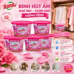 🌹BỘ 5 BÌNH HÚT ẨM HANDO HƯƠNG HỒNG 450ML – HÚT ẨM HIỆU QUẢ, KHỬ MÙI NẤM MỐC, HƯƠNG HỒNG THƠM MÁT