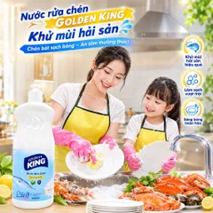 🧴NƯỚC RỬA BÁT GOLDEN KING KHỬ MÙI HẢI SẢN 820ML – SẠCH BÓNG TINH TƯƠM, ĐÁNH BAY MÙI TANH HIỆU QUẢ✨