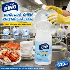 🧴NƯỚC RỬA BÁT GOLDEN KING KHỬ MÙI HẢI SẢN 820ML – SẠCH BÓNG TINH TƯƠM, ĐÁNH BAY MÙI TANH HIỆU QUẢ✨