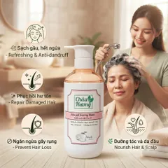 🌿 BỘ ĐÔI DẦU GỘI & DẦU XẢ CHÂU HƯƠNG HƯƠNG BƯỞI – CHĂM SÓC TÓC CHUẨN THẢO DƯỢC