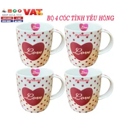 Cốc sứ uống nước ,caffe,trà Love dễ thương 300ml Hồng(1 cái,2 cái,3 cái,4 cái) ( GIAO MÀU NGẪU NHIÊN)