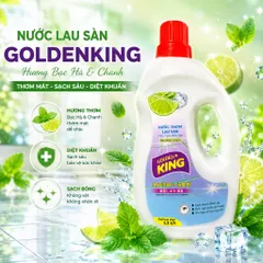 🍋 Nước lau sàn Golden King hương Chanh Bạc Hà sạch bóng thơm mát  diệt khuẩn khử mùi 1.2L