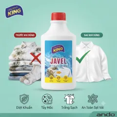 🌟 NƯỚC TẨY QUẦN ÁO JAVEL GOLDEN KING 500ML – TẨY SẠCH MỐC BẨN, KHỬ KHUẨN, TRẮNG SÁNG NHƯ MỚI