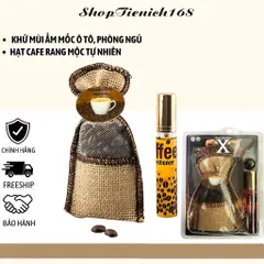 Túi thơm Hạt cafe nguyên chất treo xe kèm tinh dầu hương Cafe Hazelnut