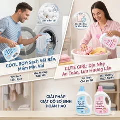 🌟 NƯỚC GIẶT ĐỒ SƠ SINH MR. FRESH CUTE GIRL- AN TOÀN, DỊU NHẸ, THƠM MÁT 🌟