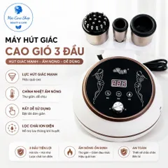 Máy hút giác Hơi TRẮNG, Cạo gió ion Điện tử 3 đầu Trị Liệu Màu Trắng