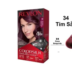 [ MÀU 34 ĐỎ TÍM ] Nhuộm tóc MỸ Revlon Colorsilk Deep Burgundy – Màu nhuộm Revlon số 34: Tone màu đỏ tím sậm 812063