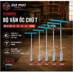 Combo bộ vặn ốc chữ T (bộ điếu T) 5 cây từ 8,10,12,13,14mm 812126