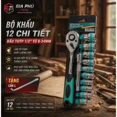 Bộ khẩu 12 chi tiết , đầu tuýp 1/2 từ 8-24mm 812125