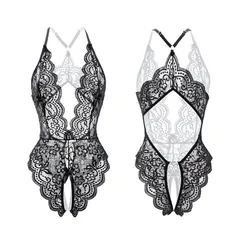 Bodysuit Ren Hoa Xẻ Ngực Đồ Ngủ Liền Thân Hở Đũng - N940 Đen