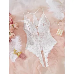 Bodysuit Ren Hoa Xẻ Ngực Sexy Gợi Cảm Đồ Ngủ Liền Thân - N940 Trắng