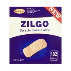 Băng Keo Cá Nhân Y Tế ZILGO (Hộp 102 miếng) Dính chắc, Dễ sử dụng, Mở băng không đau, An toàn