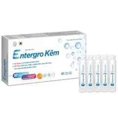 Men tiêu hóa Entergro Kẽm (Hộp 20 ống) Hỗ trợ giảm các triệu chứng  như tiêu chảy, đầy hơi, chướng bụng, khó tiêu