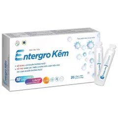Men tiêu hóa Entergro Kẽm (Hộp 20 ống) Hỗ trợ giảm các triệu chứng  như tiêu chảy, đầy hơi, chướng bụng, khó tiêu