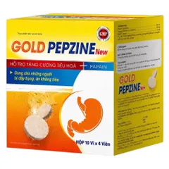 Sủi tiêu hoá Gold Pepzine New (Hộp 40 viên) Hỗ trợ tăng cường tiêu hóa, giảm đầy bụng, khó tiêu, ợ hơi