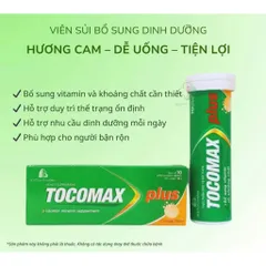 Viên sủi Tocomax Plus Boston Pharma (Tuýp 10 viên) Bổ sung vitamin và khoáng chất, tăng cường sức đề kháng, giảm mệt mỏi