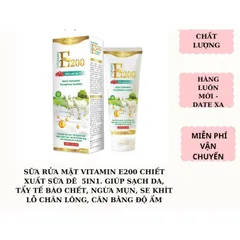 Sữa Rửa Mặt VITAMIN E200 Chiết xuất Sữa Dê (Tuýp 80ml) Làm sạch da, loại bỏ chất nhờn, bụi bẩn và tẩy tế bào chết.