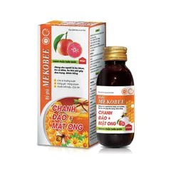 Siro MẬT ONG CHANH ĐÀO MEKOBEE (Chai 100ml) Giúp bổ phế, hỗ trợ giảm các biểu hiện: họ nhiều, tăng tiết đờm, khản tiếng.