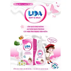 Dung dịch vệ sinh bé gái LIDA Soft & Milk (Chai 70ml) Làm sạch nhẹ nhàng, cải thiện tình trạng viêm ngứa, sạch thoáng.