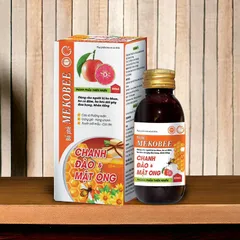 Siro MẬT ONG CHANH ĐÀO MEKOBEE (Chai 100ml) Giúp bổ phế, hỗ trợ giảm các biểu hiện: họ nhiều, tăng tiết đờm, khản tiếng.