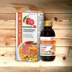 Siro MẬT ONG CHANH ĐÀO MEKOBEE (Chai 100ml) Giúp bổ phế, hỗ trợ giảm các biểu hiện: họ nhiều, tăng tiết đờm, khản tiếng.