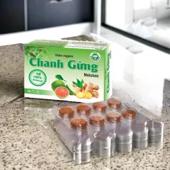Viên ngậm ho Chanh Gừng Mekobee (Hộp 16 viên) Hỗ trợ giúp bổ phế, giảm ho, long đờm, giúp làm ấm đường hồ hấp. 812322