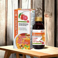 Siro MẬT ONG CHANH ĐÀO MEKOBEE (Chai 100ml) Giúp bổ phế, hỗ trợ giảm các biểu hiện: họ nhiều, tăng tiết đờm, khản tiếng.